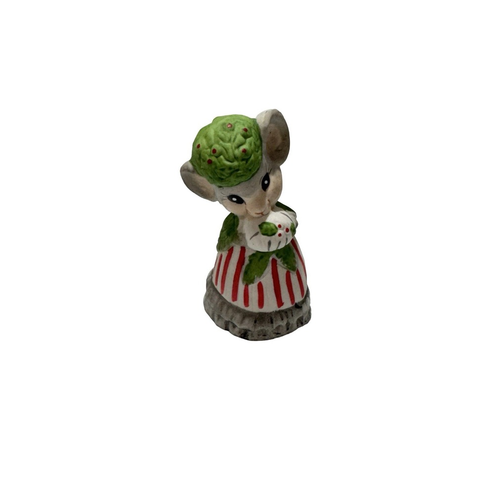 Vintage Critter Bells‎ Christmas Mouse Jasco Bisque Porcelain 1980's Nostalgia